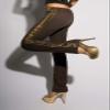 KouCla Women's Sequin Waistband Slim Stretch Trouser Pant (M, Brown) view 4