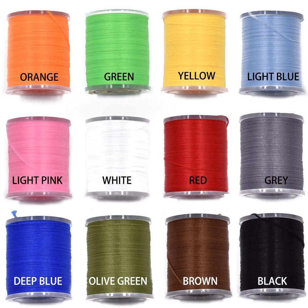 12 Colors Set 200 Deniers Elastic Fly Tying Thread Perfect for Dry Wet Flies Buzzers Streamers Fly Tying Materials (12 Colors 200D Set)