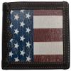 3D Belt Co. Men's Red White Blue Distressed Short Bifold American Flag Brown Tooled Leather Wallet view 1