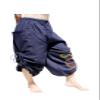 Striped Cotton Pants Elastic Waist Painting Art Dark Blue sz M view 3