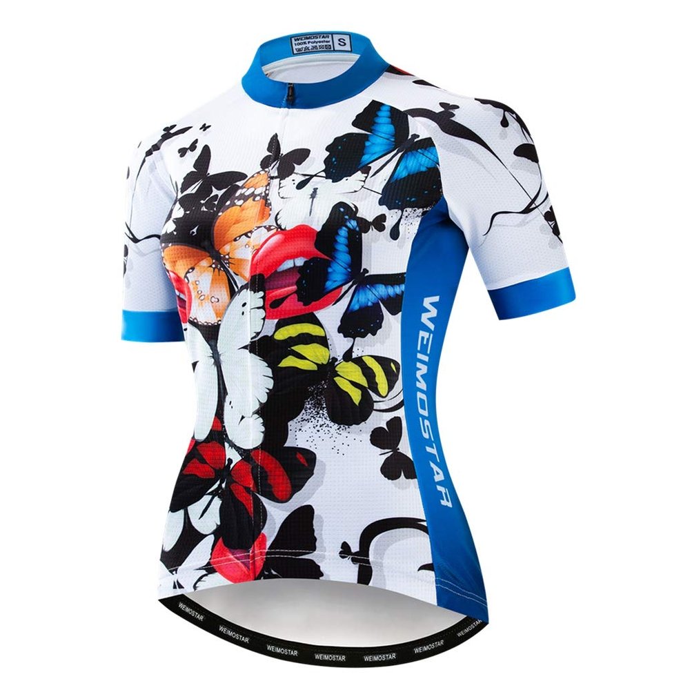 Cycling Jersey Women's Bike Jersey MTB Shirts Bicycle Shirt Team Racing Tops Blue White