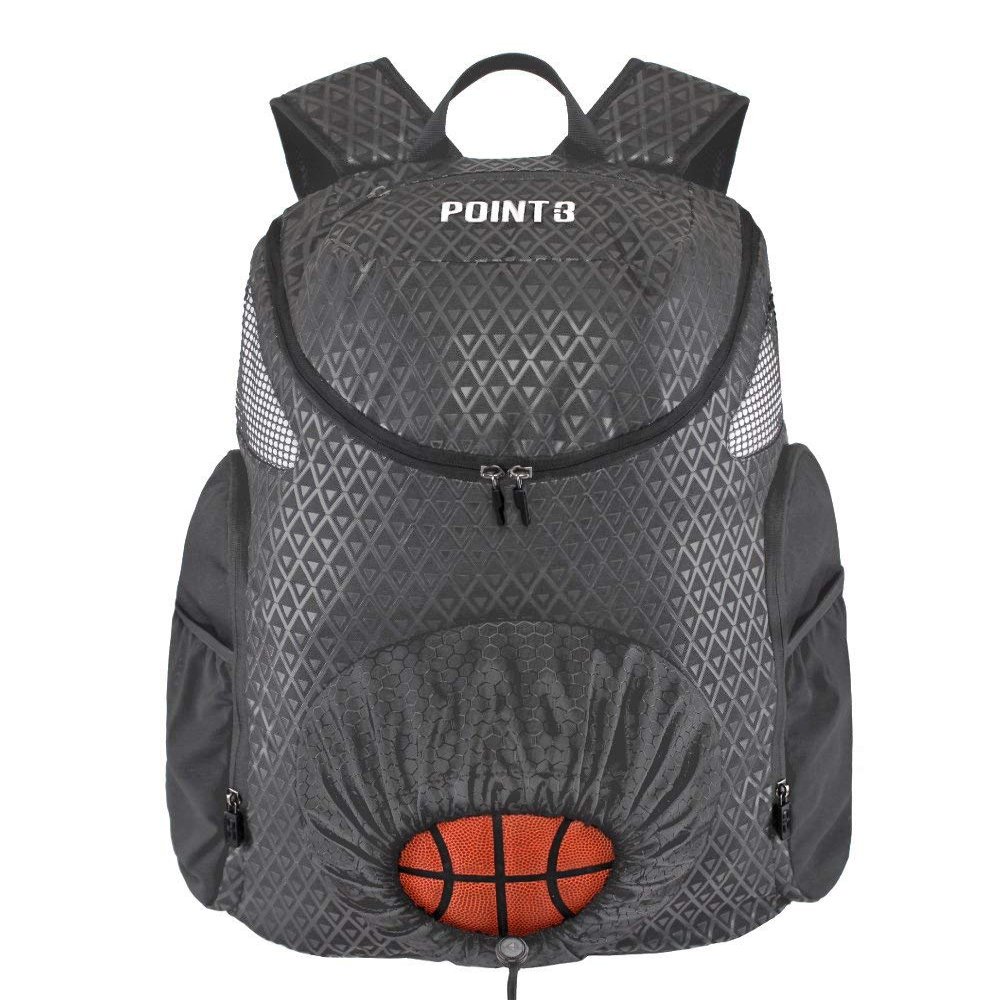 POINT 3 Road Trip 2.0 Basketball Backpack with Ball Storage (Grey)