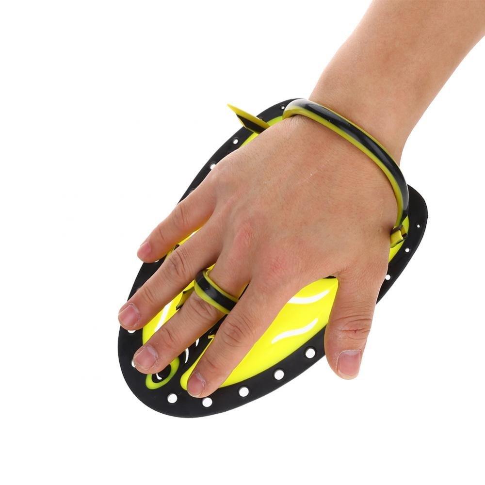 Swim Fin, Adjustable Kids Flippers for Swimming, Professional Swim Hand Paddles Swimming Fins Training Hand Fins Flippers Flat Paddles Swim Flippers for Kids Children Men Women (Yellow L)