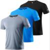 3 Packs Workout Shirts for Men - Activewear Tops Gym Shirts Dry Fit Mesh Moisture Wicking Running Fitness Short Sleeve Crewneck Sports Athletic T-Shirt Tops Black/Gray/Blue-3P02-L view 1