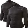 DEVOPS 2 Pack Men's Thermal Turtle Mock Neck Shirts, Compression Long Sleeve Tops (2X-Large, Black/Black)