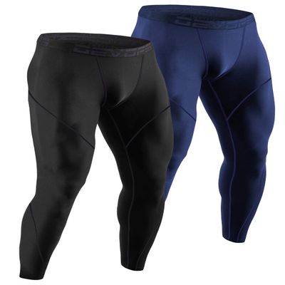 DEVOPS Men's Thermal Compression Pants, Athletic Leggings Base Layer Bottoms (2 Pack) (Medium, Black/Navy)