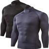 DEVOPS 2 Pack Men's Thermal Turtle Mock Neck Shirts, Compression Long Sleeve Tops (X-Large, Black/Charcoal)