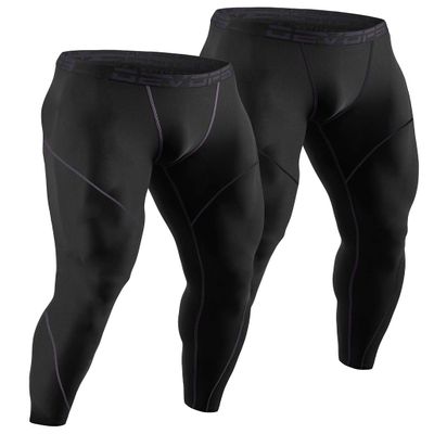 DEVOPS 2 Pack Men's Thermal Compression Pants, Athletic Leggings Base Layer Bottoms (Large, Black/Black)