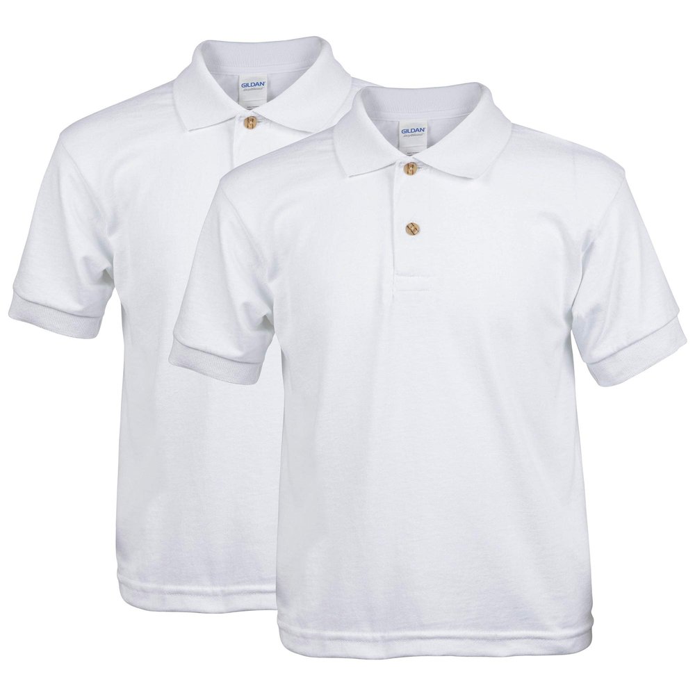 Gildan boys Jersey Polo, 2-pack Polo Shirt, White, Large US