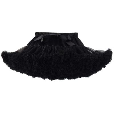 URVIP Women Tiered Tulle Pleated Tutu Skirt Princess Ballet Dance Pettiskirt One Size Black