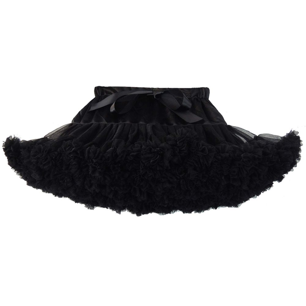 URVIP Women Tiered Tulle Pleated Tutu Skirt Princess Ballet Dance Pettiskirt One Size Black