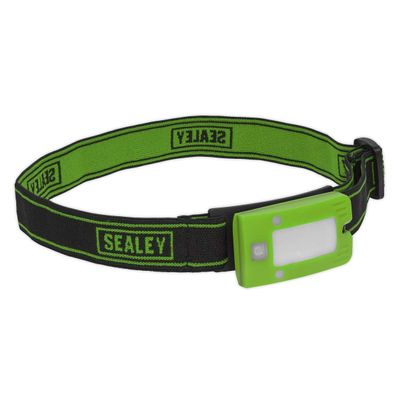 Sealey 2W COB LED Rechargeable Head Torch with Auto-Sensor - Green - LED360HTG