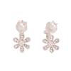 HAPPYAN Fashion Rhinestone Faux Pearl Flower Clip on Earrings No Pierced Party Cute Small Earrings (Silver Plated) view 1