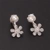 HAPPYAN Fashion Rhinestone Faux Pearl Flower Clip on Earrings No Pierced Party Cute Small Earrings (Silver Plated) view 4