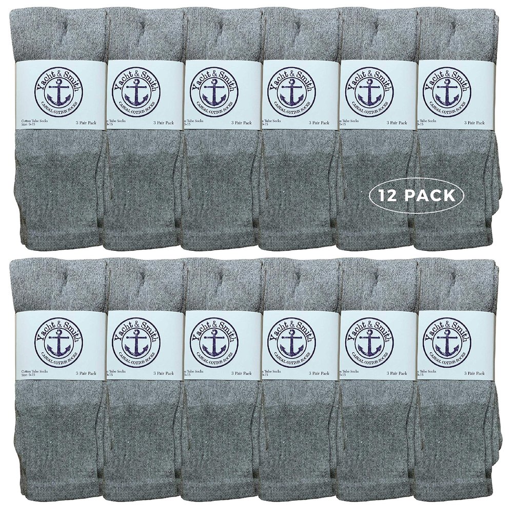 12 Pack of Yacht & Smith Wholesale Women's Tube Socks, Women's Cotton Referee Sport Socks Size 9-11 (Gray, 12)