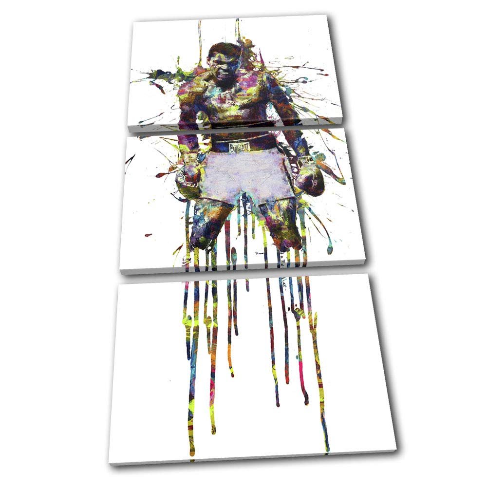 Bold Bloc Design - Muhammad Ali Boxer Boxing Colourful Sports 180x90cm Treble Canvas Art Print Box Framed Picture Wall Hanging - Hand Made in The UK - Framed and Ready to Hang RC-8872(00B)-TR21-PO-D
