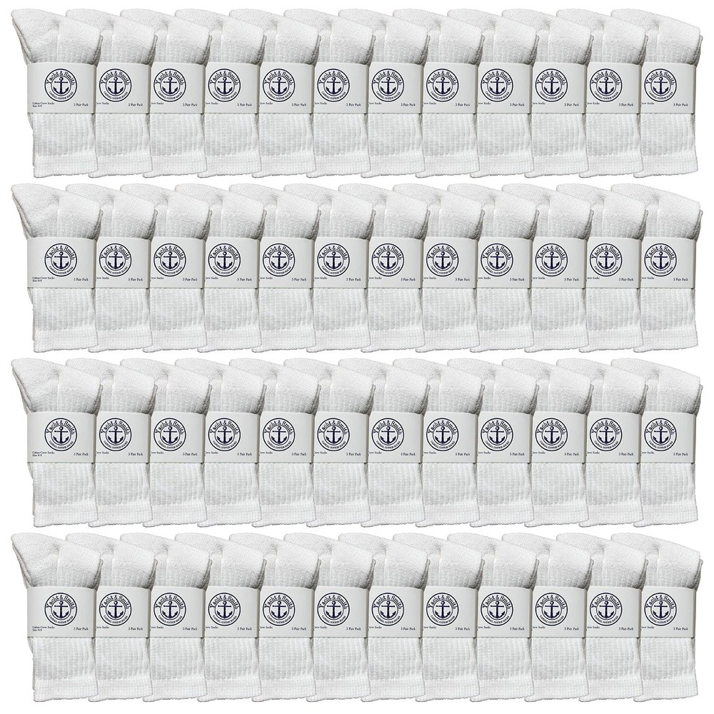 Yacht & Smith 48 Pairs Of Wholesale Kids Crew Socks, Childrens Cotton Casual Crew Socks Size 6-14