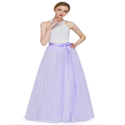 EllieHouse A Line Long Full Bridesmaid Tulle Skirt for Wedding Evening Party P68 Lavender L