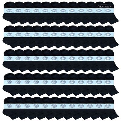 Yacht & Smith 120 Pairs of Wholeasle Kids Mid Ankle Socks, Cotton Bulk Sport Ankle Socks - 4-6 - Black