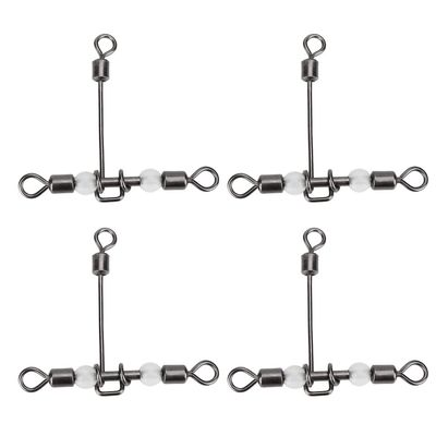 10Pcs/Set T Shape Fishing Swivels, C- line Crane Swivels, Crosses line Rolling Swivels Connector 3 Way Rolling Swivels Hook Connector Luminous Fishing Lure Line Connector Fishing Tackle(#1)