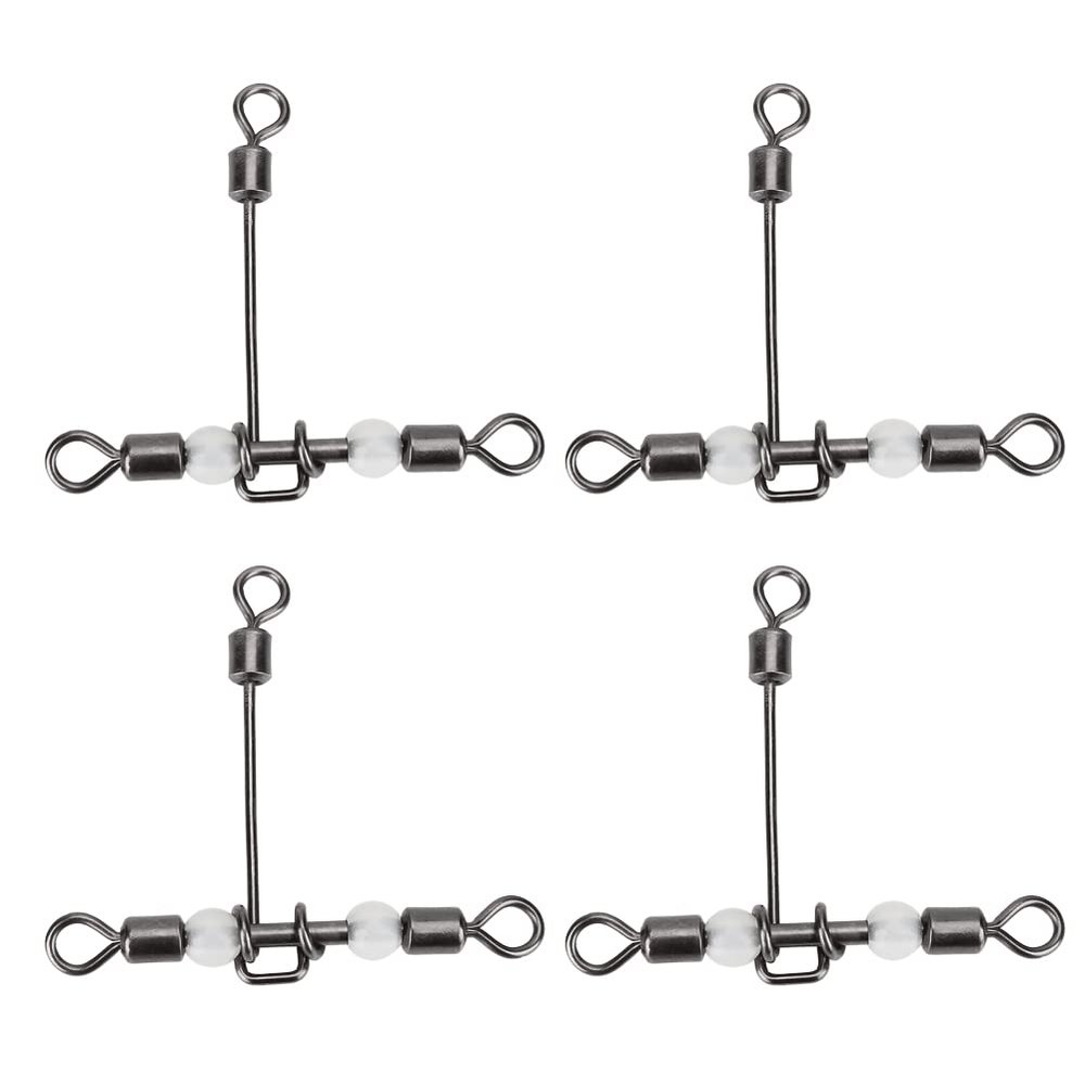 10Pcs/Set T Shape Fishing Swivels, C- line Crane Swivels, Crosses line Rolling Swivels Connector 3 Way Rolling Swivels Hook Connector Luminous Fishing Lure Line Connector Fishing Tackle(#1)