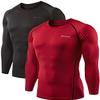DEVOPS 2 Pack Men's Thermal Long Sleeve Compression Shirts (2X-Large, Black/Red) view 1