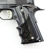 Altamont 1911 Grips - Fingergroove - Full Size 1911 Real Wood Gun Grips w. Ambi Safety fits Most Commander, Standard & Government 1911 Models - Made in USA - Silverblack - Engraved view 1