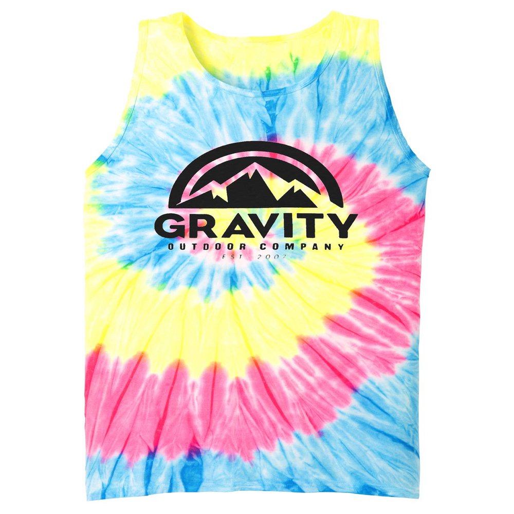 Gravity Outdoor Co. GOC Mountain Water-Based Mens Tie-Dye Tank Top - Neon Rainbow - Small