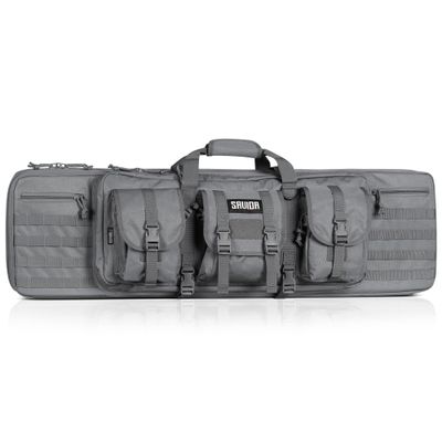 Savior Equipment American Classic Tactical Double Long Gun Bag Pistol Transportation Case w/Backpack Strap, 51 Inch Ash Gray