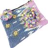 Hand-Woven Cotton Wallet Big Knit Roses and Embroider Coin Purse Size M view 1