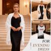 vimate Pashmina Shawls and Wraps Women Bridesmaid Pashmina Scarfs shawl for Wedding Bridal evening dresses(White) view 2