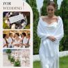 vimate Pashmina Shawls and Wraps Women Bridesmaid Pashmina Scarfs shawl for Wedding Bridal evening dresses(White) view 3