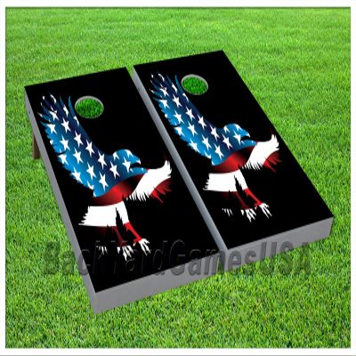 American Flag Series - Premium Cornhole Boards - Includes 2 Regulation Size 4' x 2' Cornhole Boards, and a Set of 8 Double Stitched Cornhole Bags (Eagle w Flag Inside)