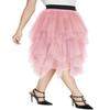 Womens Elegant Mesh Layered Tulle Skirt Sheer Tutu Skirt Midi Dress (XL, Nude Pink) view 2