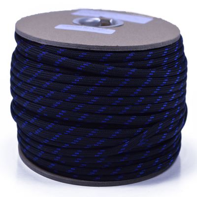 10', 25', 50', 100' Hanks or 250', 1000' Spools of Parachute 550 Cord Type III 7 Strand Paracord - Thin Blue Line - 250 Foot Spool