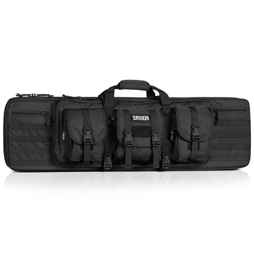 Savior Equipment American Classic Tactical Double Long Gun Bag Pistol Transportation Case w/Backpack Strap, 51 Inch Obsidian Black