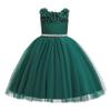 Glamulice Dark Green Flower Girl Dress Floral Embroidery with Belt Sash Tulle Vintage Wedding Party Dresses Birthday Holiday Princess Photo Shoot Prom Dance Kids Formal Pageant Ball Gown Christmas 4 view 1