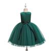 Glamulice Dark Green Flower Girl Dress Floral Embroidery with Belt Sash Tulle Vintage Wedding Party Dresses Birthday Holiday Princess Photo Shoot Prom Dance Kids Formal Pageant Ball Gown Christmas 4 view 2