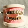 24K Plated Gold Grillz 8 Teeth Mouth Top & Bottom Set Hip Hop Bling Grills for Men + Microfiber Cloth view 3