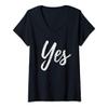 Womens YES Positive You Can Attitude Do It Mindset Inspiring White V-Neck T-Shirt view 1