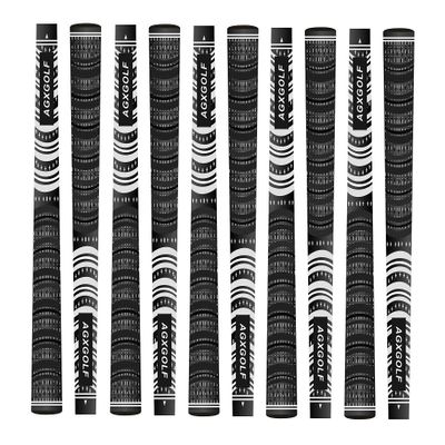 AGXGOLF Mens Mid-Size 5 Pack Corded (Multi-Compound) Golf Grips: Black/White: CORDERED TYPE for BETTER GRIP