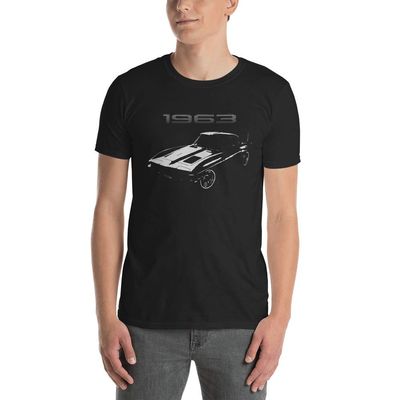 1963 Vette Split-Window c2 2nd gen Collector car Graphic T-Shirt | Car Enthusiast Gift Black
