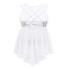 Agoky Kids Girl's Lyrical Dance Costume Dress Illusion Sweetheart Chiffon Skirted Leotard Modern Contemporary Dresses White 5-6 view 2