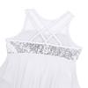Agoky Kids Girl's Lyrical Dance Costume Dress Illusion Sweetheart Chiffon Skirted Leotard Modern Contemporary Dresses White 5-6 view 4