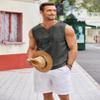 COOFANDY Mens Sleeveless Hippie Tops Casual Lace Up Tunic V-Neck Yoga Beach Top Charcoal view 4