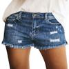 luvamia Jean Shorts Womens Mid Rise Stretchy Cut Off Frayed Denim Shorts Ripped Summer Casual Beach Vacation Clothes Lapis Storm Size Medium Fits US 8-10 view 1