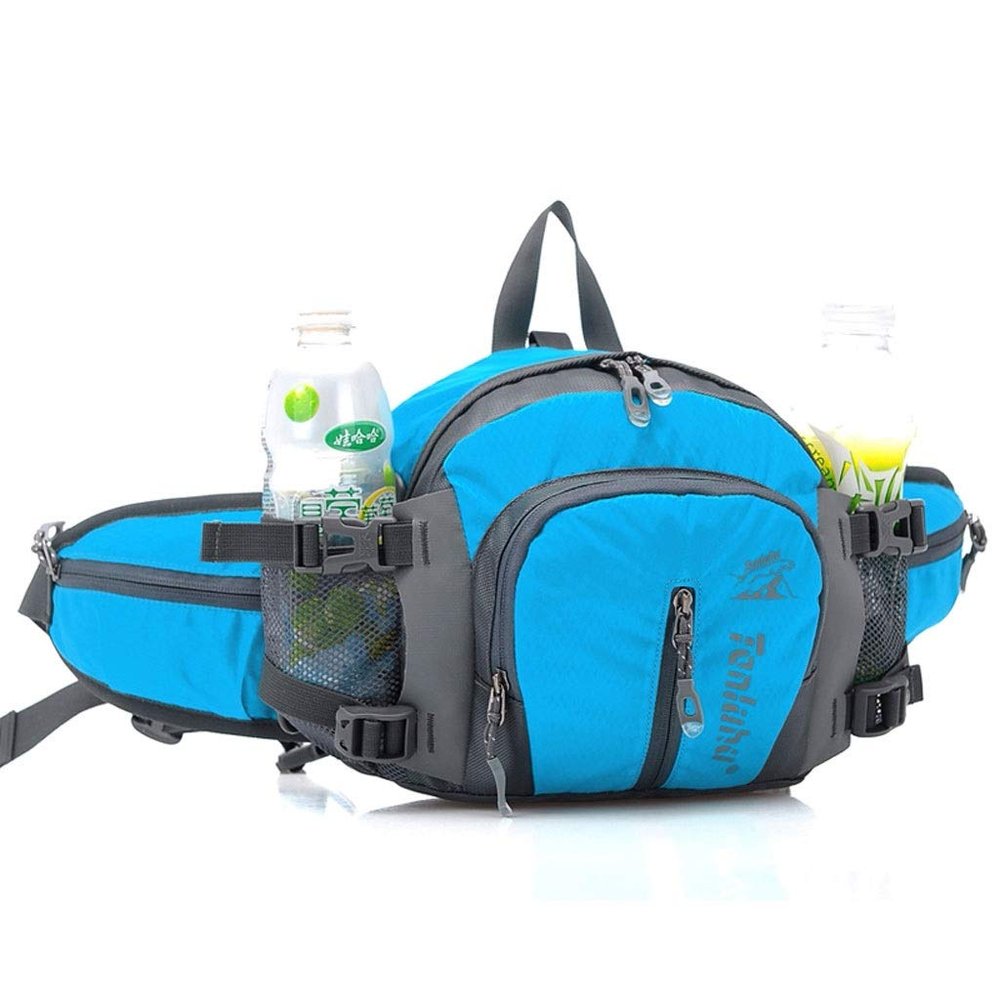 Canvas Pockets Multi-Functional Sports Bag Men and Women Fanny Pack Mini Waist Bag Fashion CS-51 (Blue)