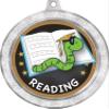 2 1/2" Silver Glitter Reading Medal, Book Worm Medal Awards 50 Pack Prime view 2