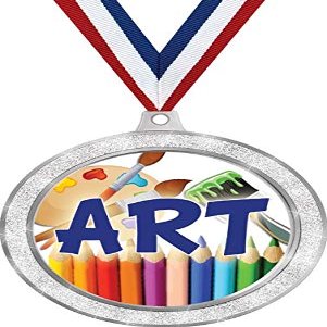 Art Medal, 2 1/2" Silver Glitter Artist Medals, Great Kids Art Awards 50 Pack Prime
