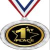 1st Place Medal, 2 1/2" Silver Glitter First Place Medals, Great First Place Awards 50 Pack view 1